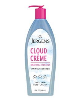 Jergens Cloud Creme Breathable Body Lotion, Fast-Absorbing Hydrating Moisturizer, Paraben-Free, with Hyaluronic Complex, Non-Greasy Application, 13 oz