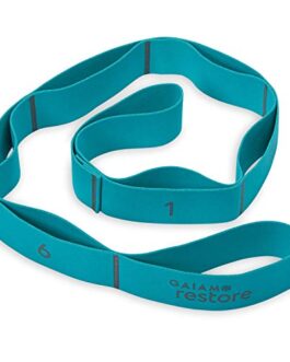 Gaiam Restore Stretch Band Strap – Elastic Stretching Strap with Loops for Medium Resistance Stretch Assist on Leg, Hamstring, Exercise/Fitness/Workout, Physical Therapy