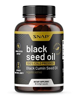 Black Seed Oil Capsules 100% Cold Pressed – Immune Support, Detox Aid, Inflammation Relief, Skin, Hair & Joint Health – Organic Black Cumin Seed, High Potency Nigella Sativa (90 Softgel Capsules)