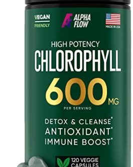 Chlorophyll Capsules 600 mg – Natural Chlorophyll Pills for Women & Men – Highly BioAvailable Organic Chlorophyll Supplement for Energy, Immunity & Skin Health – Internal Deodorant, Detox & Cleanse