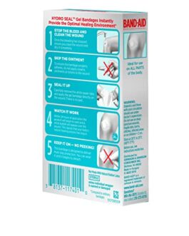Band-Aid Brand Hydro Seal Large Adhesive Bandages for Wound Care,Blisters, Cuts and Scrapes, All Purpose Waterproof Bandages, 6 Count