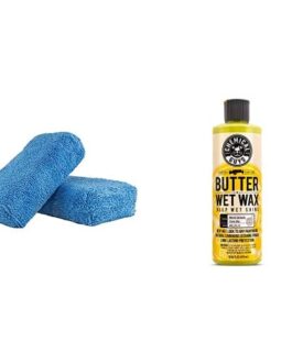 Chemical Guys MIC_292_02 Premium Grade Microfiber Applicator, Blue (Pack of 2) and Chemical Guys WAC_201_16 Butter Wet Wax (16 oz) Bundle
