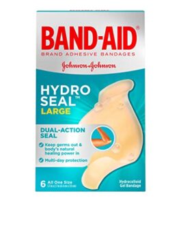 Band-Aid Brand Hydro Seal Large Adhesive Bandages for Wound Care,Blisters, Cuts and Scrapes, All Purpose Waterproof Bandages, 6 Count