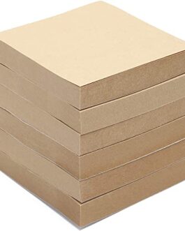 6 Pack Kraft Paper Sticky Notes, Self-Adhesive Memo Notepad Set, 100 Sheets Per Pad (3 x 3 in)