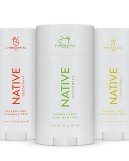 Native Deodorant | Natural Deodorant for Women and Men, Seasonal Scents, Aluminum Free with Baking Soda, Probiotics, Coconut Oil and Shea Butter | Ginger Mule, Citrus Spritz, Pina Colada – Variety Pack of 3