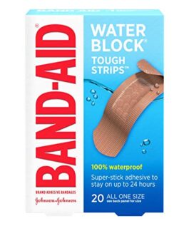 Band-Aid Brand Water Block Waterproof Tough Adhesive Bandages for Minor Cuts and Scrapes, All One Size, 20 Count (Pack of 1)
