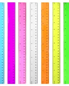 Color Transparent Ruler Plastic Rulers – Ruler 12 inch, Kids Ruler for School, Ruler with Centimeters, Millimeter and Inches, Assorted Colors, Clear Rulers, 7 Pack School Rulers
