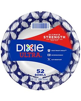 Dixie Ultra Paper Bowls, 20 Oz, Dinner or Lunch Size Printed Disposable Bowls, , Packaging and Design May Vary,52 Count (Pack of 1)