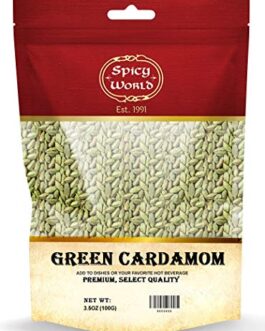 Spicy World Cardamom Pods 3.5oz (100g) – Whole Green Cardamom Pods – Natural Spice, Vegan, Large, Aromatic Cardomon- By Spicy World