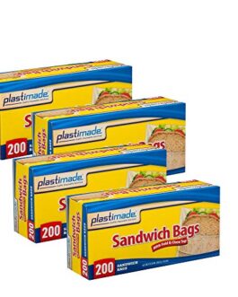 Plastimade Sandwich Bags With Fold & Close Top (6.5 in X 5.5) in 200 Count Pack of 4