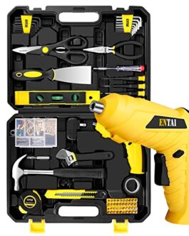 ENTAI Tool Kit for Home, Basic Tool Kit with 3.6V Cordless Screwdriver for Men Women Home and Household Repair, 176-Piece Complete Home Tool Kit for DIY, College Students, with Solid Toolbox