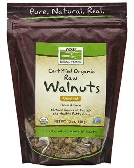 NOW Foods, Certified Organic Walnuts, Raw and Unsalted, Halves and Pieces, Good Source of Protein and Healthy Fatty Acids, Certified Non-GMO, 12-Ounce (Packaging May Vary)