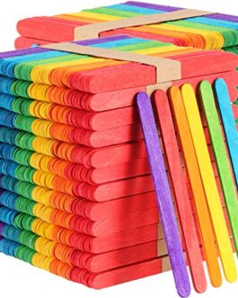 KOHAND 1000 PCs Colored Popsicle Sticks for Crafts, Wooden Jumbo Crafts Sticks Natural Wood Sticks DIY Crafts Supplies and Material for Arts Handcrafts Creative