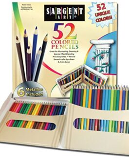 Sargent Art Set of 52 Colored Pencils including Metals, Assorted Colors, Writing, Drawing, Illustration, Non-Toxic