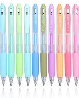 RIANCY Pastel Gel Colored Pens Fine Point Smooth Writing Pens 12 PACK 0.5mm Retractable Ink Assorted Bright Coloring For Coloring Books Journaling Work Class Office Stationery Art Supply