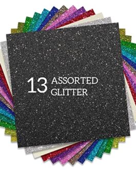 FANSGUAR Glitter HTV Heat Transfer Vinyl 12″x12″ Bundle 13 Sheets Iron on Vinyl for T-Shirts Gifts Design(Assorted)